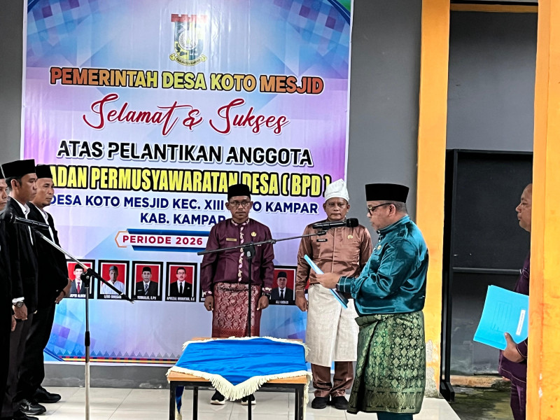 Resmi, Anggota BPD Desa Koto Mesjid Periode 2026-2034 Dilantik